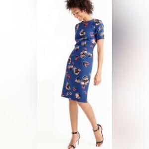 J. Crew Navy Blue/Flower pattern cocktail dress
